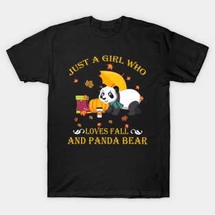 Just A Girl Who Loves Fall & Panda Bear Thanksgiving Gift T-Shirt